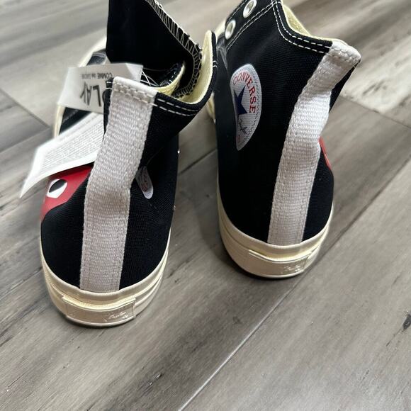NWT Comme Des Garcons Converse Play High Top Sneakers Black Men's 9 Women's 11 - Picture 3 of 9